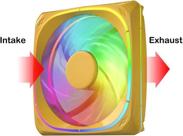 Alt view image 3 of 7 - Vetroo CF120 120mm Case Fan 5V 3 PIN Addressable RGB MB Sync PC Cooling Fan W/ Yellow Fan Frame for Radiator / CPU Cooler / Computer Case