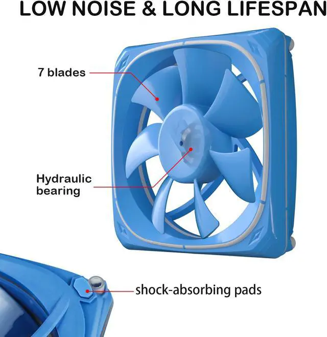 Alt view image 3 of 6 - Vetroo CF120 120mm Case Fan 5V 3 PIN Addressable RGB MB Sync PC Cooling Fan W/ Blue Fan Frame for Radiator / CPU Cooler / Computer Case