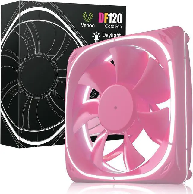 Alt view image 3 of 7 - Vetroo DF120 120mm Case Fan White LED Lighting PC Cooling Fan Pink Fan Frame for Radiator / CPU Cooler / Computer Case