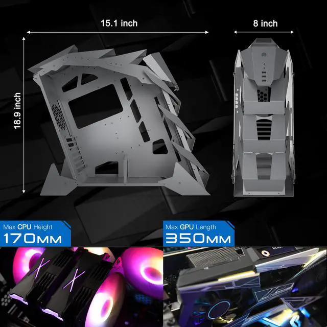 Alt view image 6 of 7 - Vetroo K1 Pangolin Mid-Tower ATX PC Gaming Case, Dual Tempered Glass, USB 3.0 I/O Panel High Airflow Computer Case Max 360mm Water Cooler Support