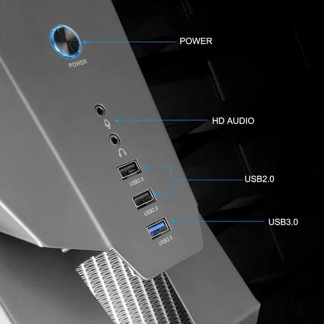 Alt view image 7 of 7 - Vetroo K1 Pangolin Mid-Tower ATX PC Gaming Case, Dual Tempered Glass, USB 3.0 I/O Panel High Airflow Computer Case Max 360mm Water Cooler Support
