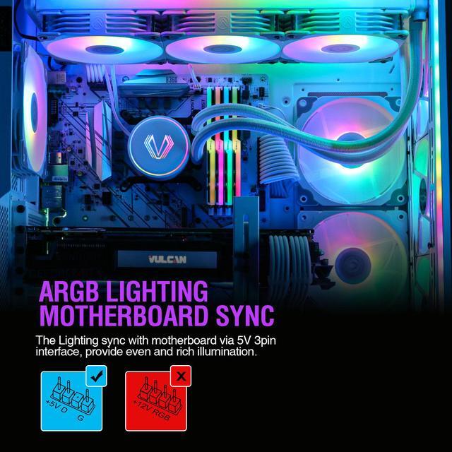 Alt view image 5 of 7 - Vetroo V360 White Liquid CPU Cooler, 3X 120mm Addressable RGB & PWM Fans/Pump, 360mm Radiator 290W TDP AIO Water Cooler w/Controller Hub for Intel LGA 1700/1200/115X AMD AM5/AM4