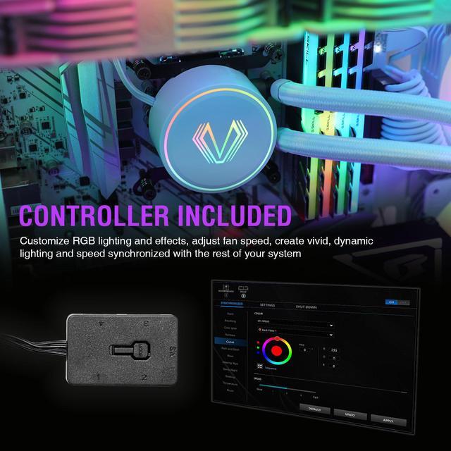 Alt view image 6 of 7 - Vetroo V360 White Liquid CPU Cooler, 3X 120mm Addressable RGB & PWM Fans/Pump, 360mm Radiator 290W TDP AIO Water Cooler w/Controller Hub for Intel LGA 1700/1200/115X AMD AM5/AM4