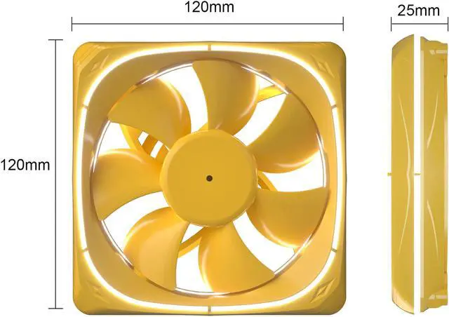 Alt view image 3 of 7 - Vetroo DF120 120mm Case Fan White LED Lighting PC Cooling Fan Green Fan Frame for Radiator / CPU Cooler / Computer Case