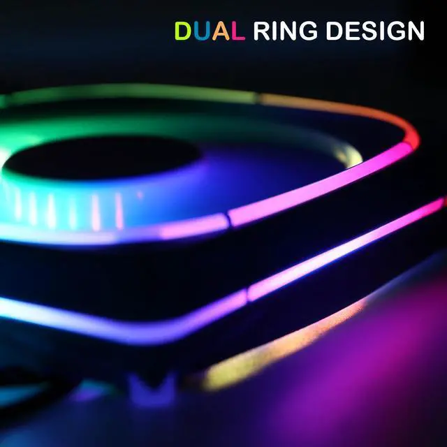 Alt view image 2 of 7 - Vetroo 3-Pack CF120 Case Fan 120mm 5V 3 PIN Addressable RGB MB Sync PC Cooling Fan W/ Green Fan Frame for Radiator / CPU Cooler / Computer Case