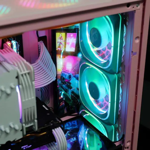 Alt view image 7 of 7 - Vetroo 3-Pack CF120 Case Fan 120mm 5V 3 PIN Addressable RGB MB Sync PC Cooling Fan W/ Green Fan Frame for Radiator / CPU Cooler / Computer Case