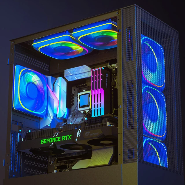 Alt view image 7 of 7 - Vetroo 3-Pack CF120 Case Fan 120mm 5V 3 PIN Addressable RGB MB Sync PC Cooling Fan W/ Blue Fan Frame for Radiator / CPU Cooler / Computer Case