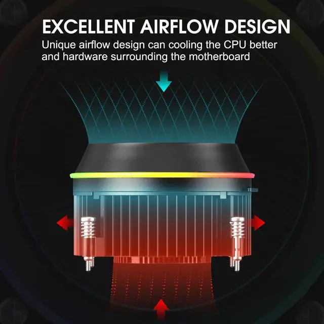Alt view image 5 of 7 - Vetroo Eclipse Low-Profile ARGB CPU Air Cooler, 90mm PWM Fan, Premium Aluminum Fins, Removable Butterfly Fan Cooler Specifically for Intel LGA 1851 & 1700