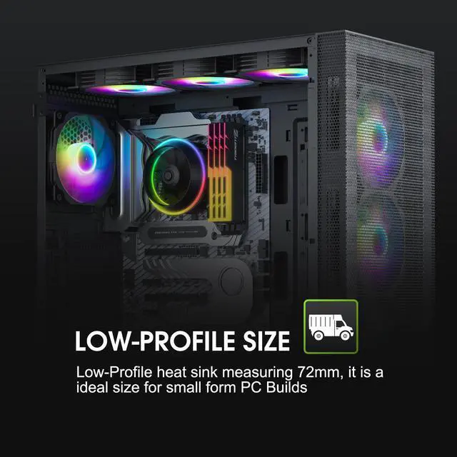 Alt view image 7 of 7 - Vetroo Eclipse Low-Profile ARGB CPU Air Cooler, 90mm PWM Fan, Premium Aluminum Fins, Removable Butterfly Fan Cooler Specifically for Intel LGA 1851 & 1700