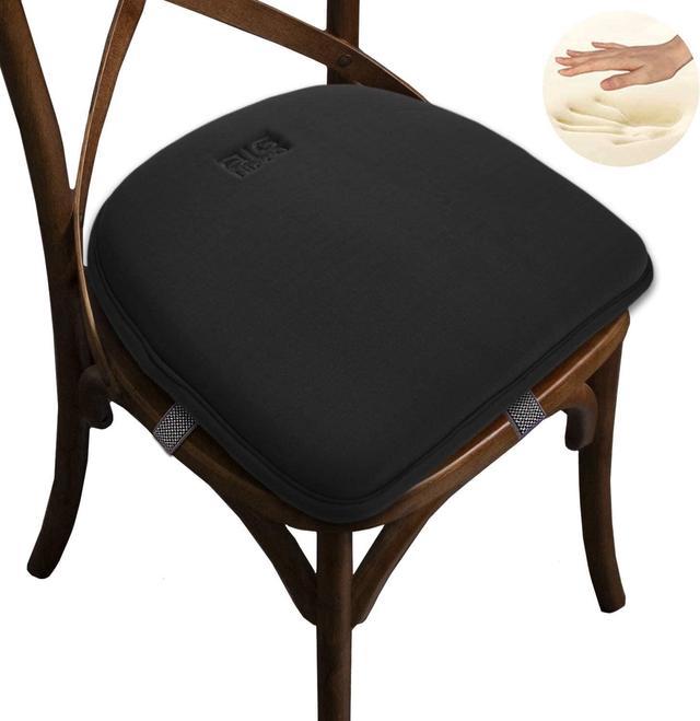 Big Hippo Office Home Chair Pads, Memory Foam Chair Seat Cushion Non Slip  Rubber Back Thicken Chair Padding with Elastic Bands for Home Office  Outdoor Seats ( Black - 1pc ) 