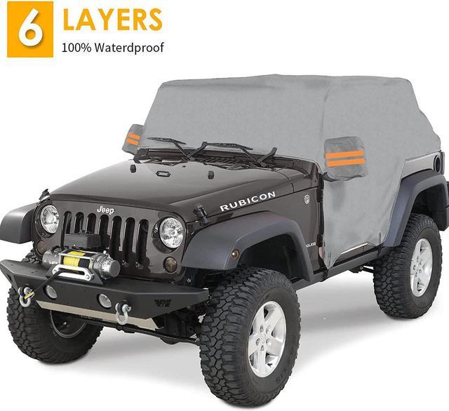Big Ant Car Cover,Waterproof Layers Car Cab Cover for Jeep Wrangler  Doors,Heavy Duty Half Car Cover Protect from Snow Rain Hail Sunshine,Fit  for SUV Jeep Wrangler JKU JLU 1987-2022