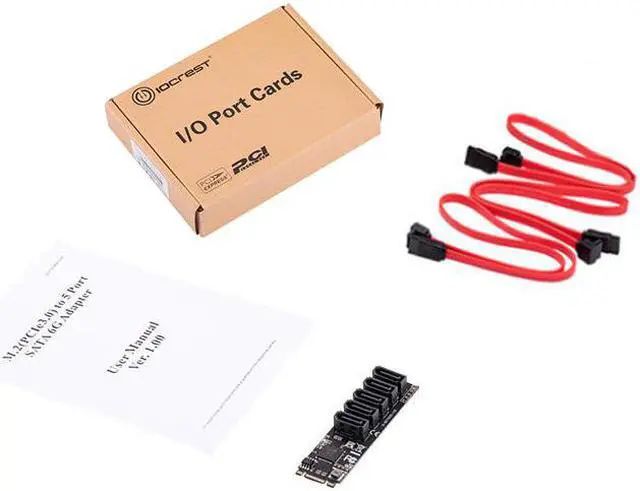 Alt view image 2 of 7 - IO CREST Internal 5 Port Non-RAID SATA III 6GB/s M.2 B+M Key Adapter Card for Desktop PC Support SSD and HDD. JMB585 Chipset