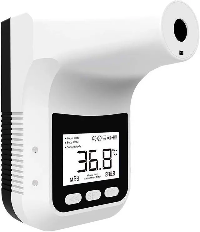 Alt view image 6 of 7 - Wall Mounted Thermometer K3 PRO Non-Contact Infrared Temperature Measurement Forehead Thermometer with Alarm for Office Home Supermarket Subway School Community (no Battery Included) use 4AA Battery