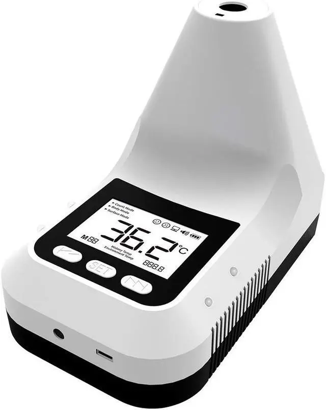 Alt view image 7 of 7 - Wall Mounted Thermometer K3 PRO Non-Contact Infrared Temperature Measurement Forehead Thermometer with Alarm for Office Home Supermarket Subway School Community (no Battery Included) use 4AA Battery