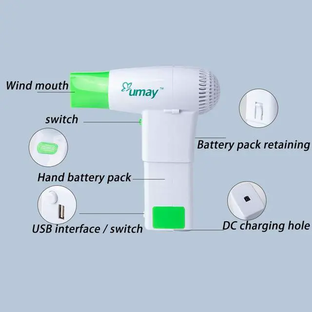 Alt view image 2 of 7 - Cordless Hair Dryer 450W USB Rechargeable Portable Blow Hot and Cold Blower Suitable for Hotel Home School pet Care Outdoor Travel Tool Equipment,EnhancedEdition