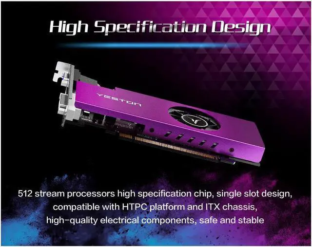 Alt view image 2 of 7 - Yeston AMD Radeon RX 550 Graphics Card(FAST SHIPPING within 7-9 DAYS), 4GB 128-Bit GDDR5 PCI Express 3.0 x 8, VGA/HDMI/DVI-D Tri-ports, DirectX 12, OpenGL 4.5, Low Profile GPU, Desktop Video Card