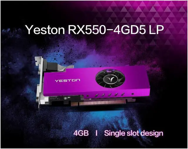 Alt view image 3 of 7 - Yeston AMD Radeon RX 550 Graphics Card(FAST SHIPPING within 7-9 DAYS), 4GB 128-Bit GDDR5 PCI Express 3.0 x 8, VGA/HDMI/DVI-D Tri-ports, DirectX 12, OpenGL 4.5, Low Profile GPU, Desktop Video Card