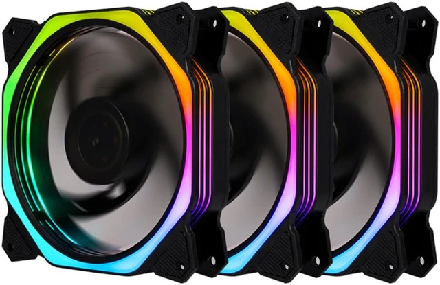 Main image of SUIUBUY 3 Pack 120mm RGB & PWM Game Case Fan RGB 12V Quiet LED Transparent Gaming PC Computer CPU Case Fan and PC Case Cooler