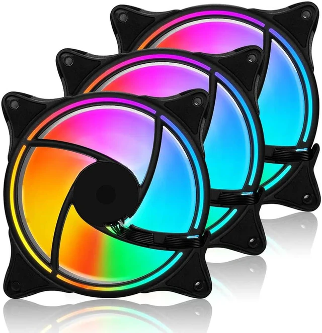 Main image of SUIUBUY 3 Pack 120mm RGB & PWM Game Case Fan RGB 12V Quiet LED Transparent Gaming PC Computer CPU Case Fan and PC Case Cooler