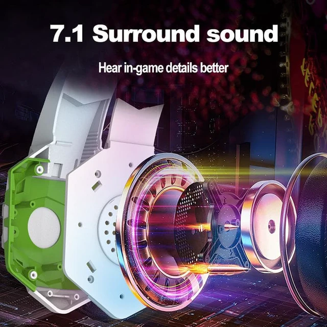 Alt view image 4 of 7 - SUIUBUY Gaming Headset 7.1 Bass Surround Sound with Noise Cancellation Microphone for PS5 PS4 Xbox Controller Mobile Phone PC
