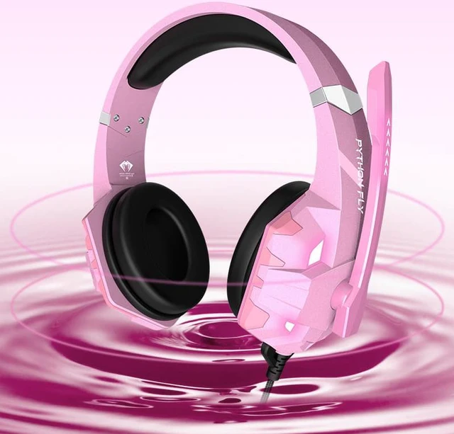 Alt view image 4 of 7 - SUIUBUY Gaming Headset 7.1 Bass Surround Sound with Noise Cancellation Microphone for PS5 PS4 Xbox Controller Mobile Phone PC Pink