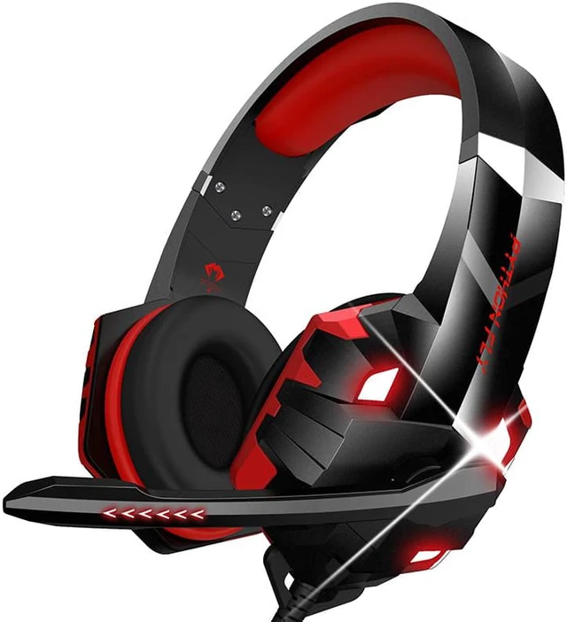 Main image of SUIUBUY Gaming Headset 7.1 Bass Surround Sound with Noise Cancellation Microphone for PS5 PS4 Xbox Controller Mobile Phone PC Red