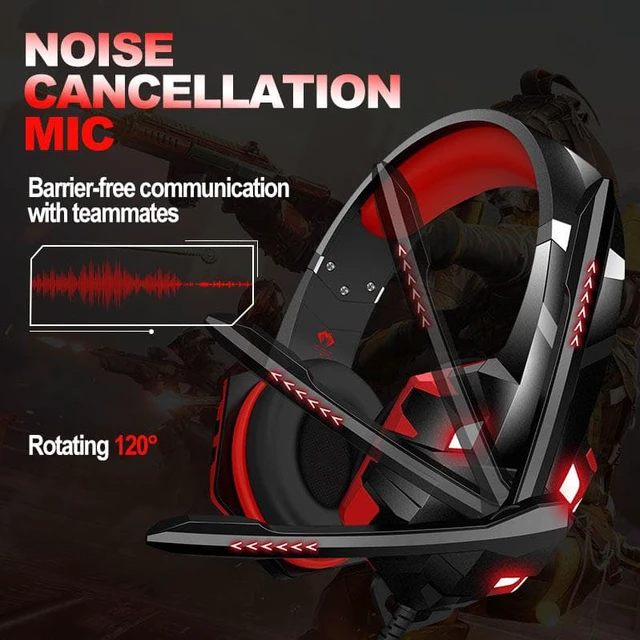 Alt view image 2 of 7 - SUIUBUY Gaming Headset 7.1 Bass Surround Sound with Noise Cancellation Microphone for PS5 PS4 Xbox Controller Mobile Phone PC Red