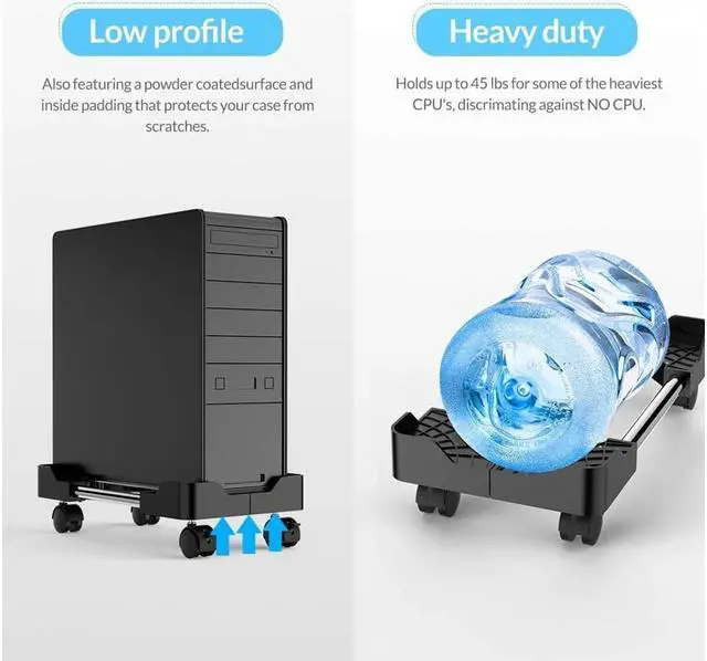 Alt view image 4 of 7 - Mobile CPU Stand, Computer Tower Holer with Locking Caster Wheel Adjustable Computer Tower Stand with Locking Caster Wheels Under Home Office Desk