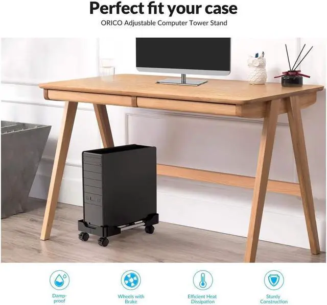 Alt view image 2 of 7 - Mobile CPU Stand, Computer Tower Holer with Locking Caster Wheel Adjustable Computer Tower Stand with Locking Caster Wheels Under Home Office Desk