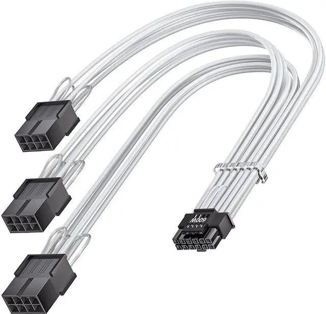 Main image of PCI-e 5.0 Extension Cable16 Pin(12+4) 12VHPWR Male to PCIE 5.0 3x8(6+2) Pin Female 16AWG Cable Sleeved Compatible for GPU RTX 3090Ti 4070Ti 4080 4090