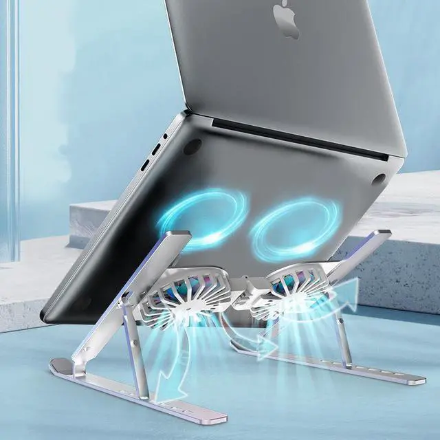Alt view image 3 of 5 - Laptop Stand, Adjustable Portable Laptop Holder, 5 Adjustable Height Stand, Compatible With Macbook Air Pro, Lenovo, Dell, More 13-17 Laptops