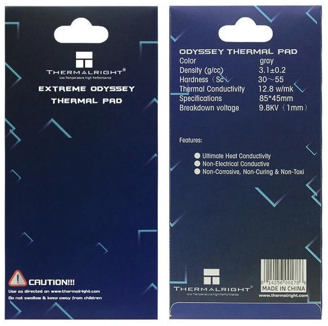 Alt view image 6 of 7 - Thermalright Extreme Odyssey Thermal Pad 12.8 W/mK Non Conductive Heat Resistance High Temperature Resistance Silicone Thermal Pads for Laptop Heatsink/GPU/CPU/LED Cooler 85x45x2.0mm