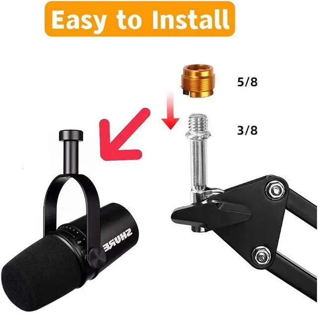 Alt view image 5 of 7 - Sm7B And Mv7 Boom Arm, Heavy Duty Mic Arm Desk Mount Adjustable Suspension Mic Stand Compatible With Shure Sm7B And Shure Mv7 Vocal Dynamic Microphone For Podcasting, Recording, Live Streaming