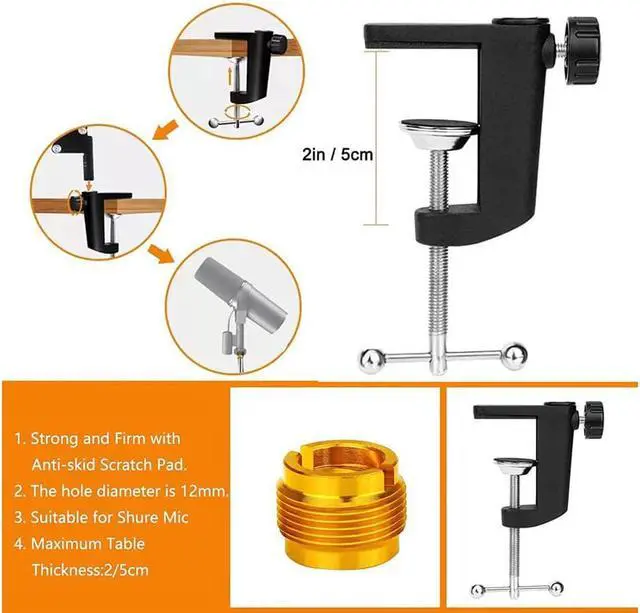 Alt view image 3 of 7 - Sm7B And Mv7 Boom Arm, Heavy Duty Mic Arm Desk Mount Adjustable Suspension Mic Stand Compatible With Shure Sm7B And Shure Mv7 Vocal Dynamic Microphone For Podcasting, Recording, Live Streaming