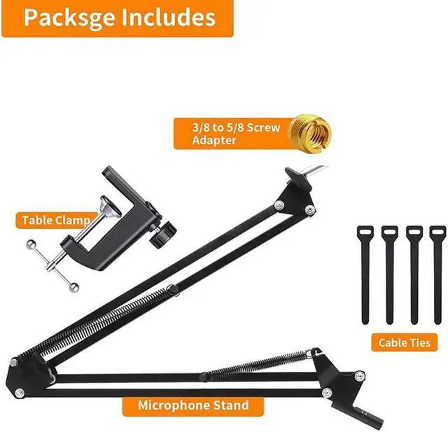 Alt view image 7 of 7 - Sm7B And Mv7 Boom Arm, Heavy Duty Mic Arm Desk Mount Adjustable Suspension Mic Stand Compatible With Shure Sm7B And Shure Mv7 Vocal Dynamic Microphone For Podcasting, Recording, Live Streaming