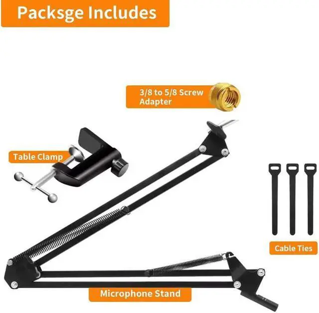 Alt view image 5 of 6 - Boom Arm - Heavy Duty Adjustable Suspension Microphone Mic Stand Compatible With Hyperx Quadcast S Usb Condenser Gaming Microphone