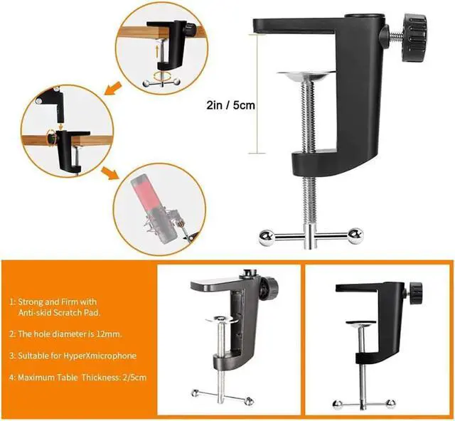 Alt view image 4 of 6 - Boom Arm - Heavy Duty Adjustable Suspension Microphone Mic Stand Compatible With Hyperx Quadcast S Usb Condenser Gaming Microphone