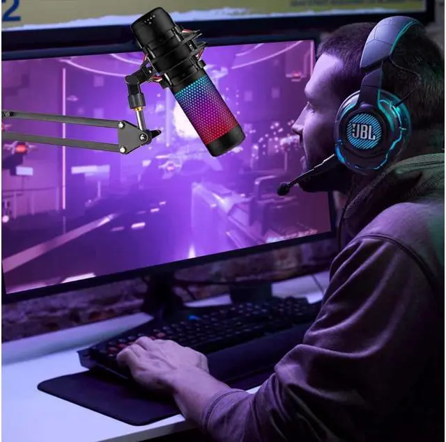 Alt view image 6 of 6 - Boom Arm - Heavy Duty Adjustable Suspension Microphone Mic Stand Compatible With Hyperx Quadcast S Usb Condenser Gaming Microphone