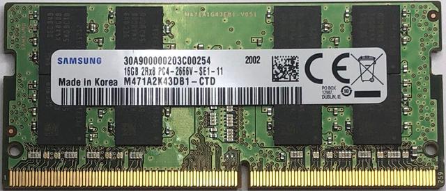 16GB DDR4 2666MHz PC4-21300 260-Pin SODIMM Laptop RAM Memory Module M471A2K43DB1-CTD Laptop Memory - Newegg.com