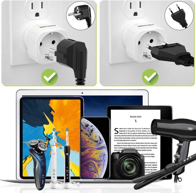 Alt view image 7 of 7 - Europe to US Plug Adapter, [2 Packs] LENCENT European to USA Adapter, American Outlet Plug Adapter, EU to US Adapter, Europe to USA Travel Plug Converter