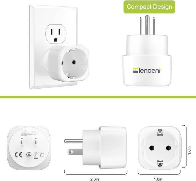 Alt view image 6 of 7 - Europe to US Plug Adapter, [2 Packs] LENCENT European to USA Adapter, American Outlet Plug Adapter, EU to US Adapter, Europe to USA Travel Plug Converter