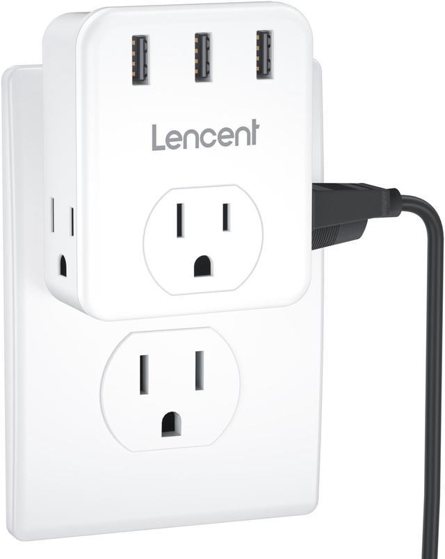 LENCENT 6 Plug Outlet Extender with 3 USB Ports, Surge Protector Power  Strip, Multi Plugs Outlet Adapters, Fast Charging USB Wall Charger 