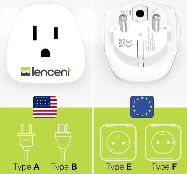 Alt view image 2 of 7 - 2 Pack,Germany France Travel Power Adapter, LENCENT Schuko European Travel Plug , Outlet Adaptor Charger for US to Europe EU German French Russia Iceland Spain Greece Norway Korea (Type E/F)