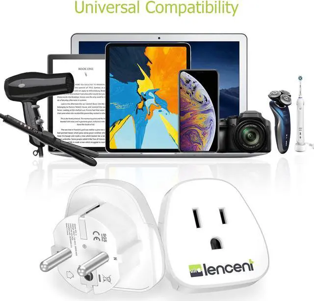 Alt view image 5 of 7 - 2 Pack,Germany France Travel Power Adapter, LENCENT Schuko European Travel Plug , Outlet Adaptor Charger for US to Europe EU German French Russia Iceland Spain Greece Norway Korea (Type E/F)