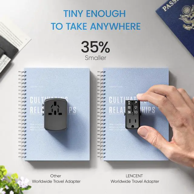 Alt view image 5 of 7 - International Travel Power Adapter, LENCENT Mini All-in-One Charger, PD 20W&QC 3.0 Type-C Wall Charger, European Plug Adaptor, Universal Outlet Converter, for US to UK, Japan, EU Europe, Type A/I/G/C