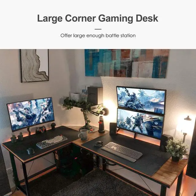 Alt view image 3 of 7 - Modern L-Shaped Home Office Desk 66 inch Sturdy Computer PC Laptop Table Corner Desk Workstation Larger Gaming Desk Easy to Assemble 66.5" x 47.5" x 29.3" (Wood)