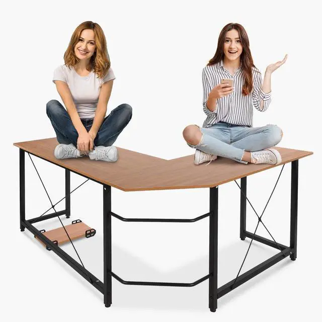 Alt view image 7 of 7 - Modern L-Shaped Home Office Desk 66 inch Sturdy Computer PC Laptop Table Corner Desk Workstation Larger Gaming Desk Easy to Assemble 66.5" x 47.5" x 29.3" (Wood)