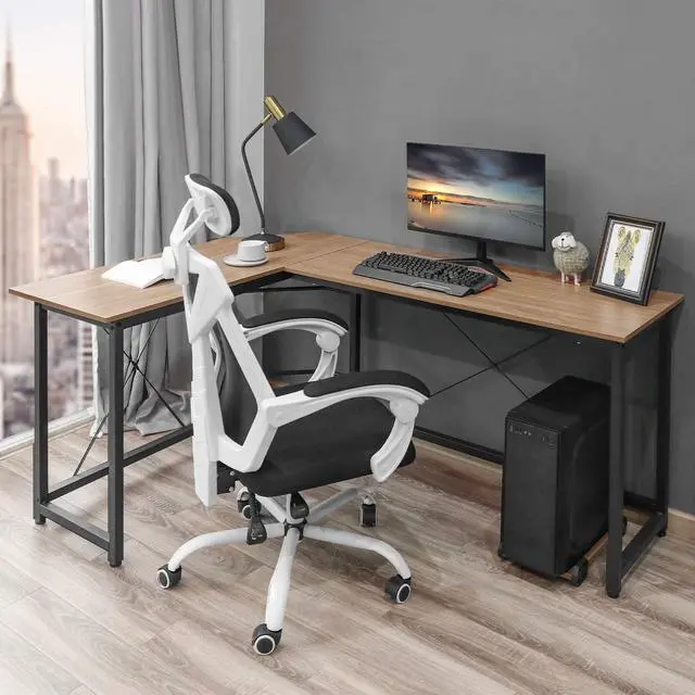 Alt view image 2 of 7 - Modern L-Shaped Home Office Desk 66 inch Sturdy Computer PC Laptop Table Corner Desk Workstation Larger Gaming Desk Easy to Assemble 66.5" x 47.5" x 29.3" (Wood)