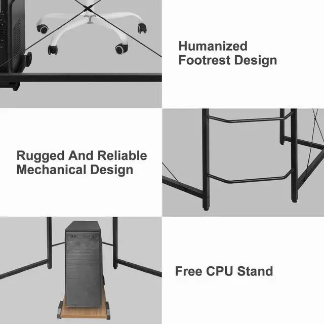 Alt view image 5 of 7 - Modern L-Shaped Home Office Desk 66 inch Sturdy Computer PC Laptop Table Corner Desk Workstation Larger Gaming Desk Easy to Assemble 66.5" x 47.5" x 29.3" (Wood)