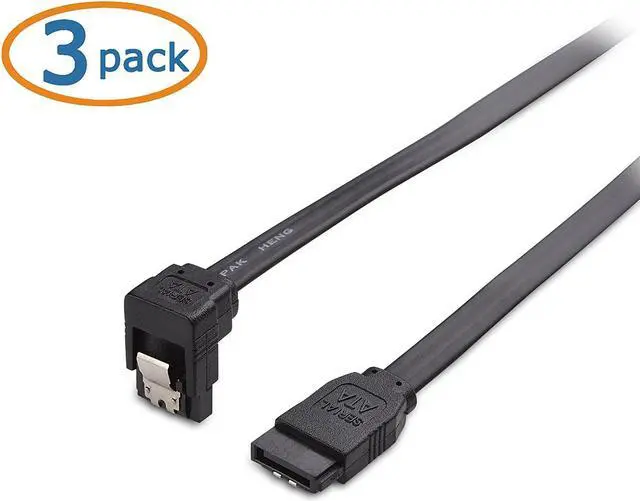 Alt view image 2 of 7 - Cable Matters 3-Pack 90 Degree Right Angle SATA Cable 24 Inches (6.0 Gbps SATA III Cable, SATA Cable for SSD, SATA SSD Cable, SATA 3 Cables) Black